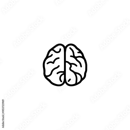 Simple brain icon representing mental exercises on white background, wellness