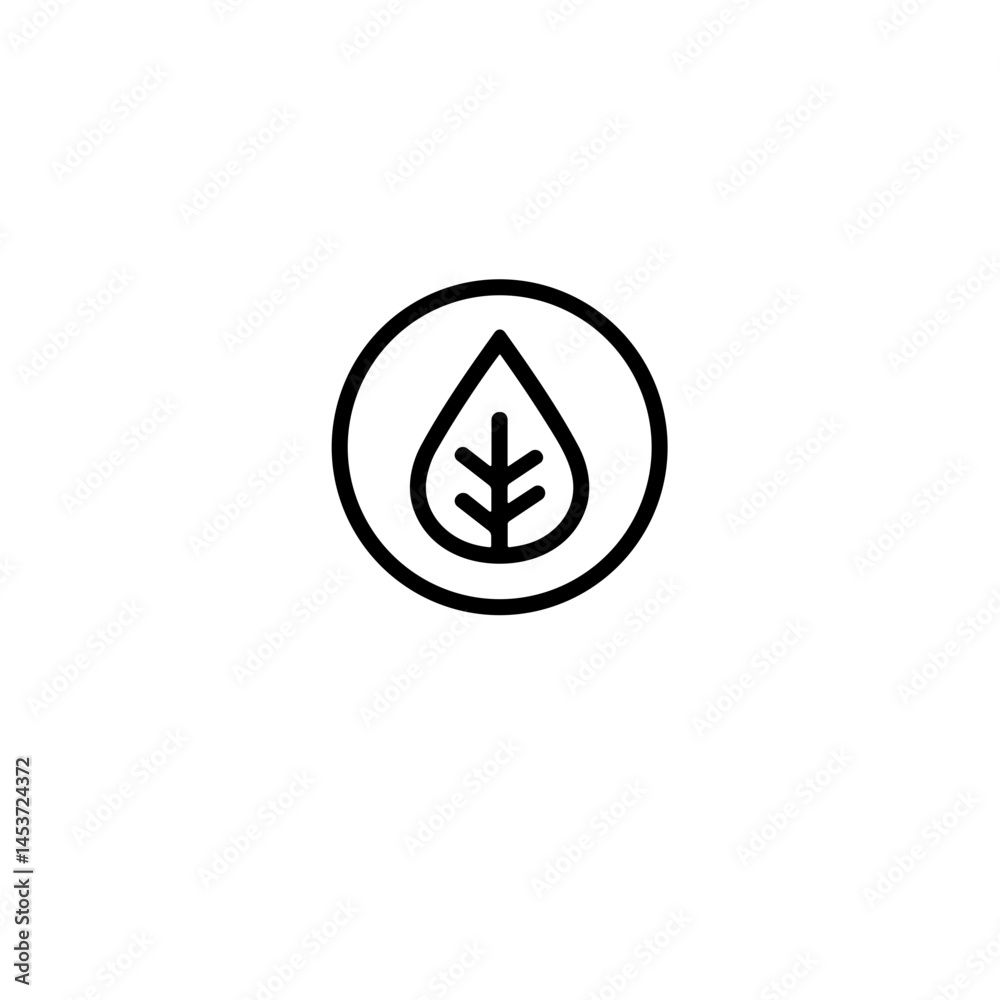 Simple line icon of a leaf, representing nature and wellness Simple line icon of a leaf, representing nature and wellness