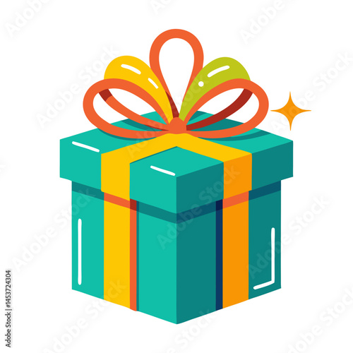 Colorful gift box with ribbon and shine  