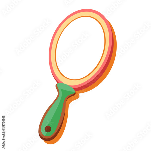 Colorful Hand Mirror with a Green Handle  