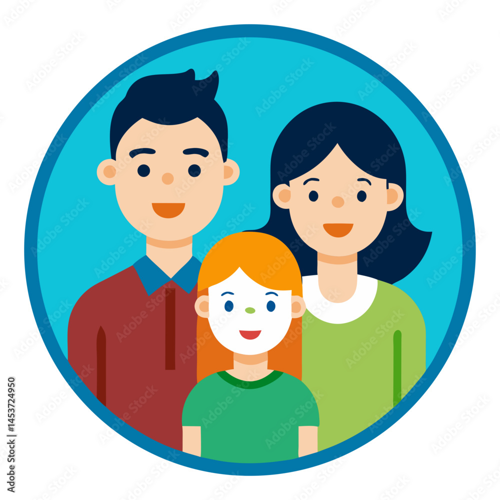 Family icon representing happiness and unity against a blue background Family icon representing happiness and unity against a blue background