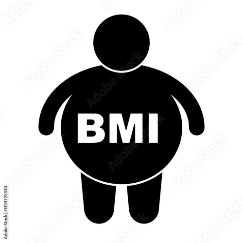 Fat person BMI silhouette icon. Vector.