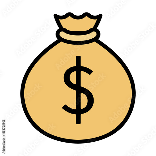Dollar sign bag icon. Vector.