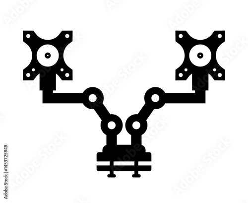 Dual monitor arm silhouette. Vector.