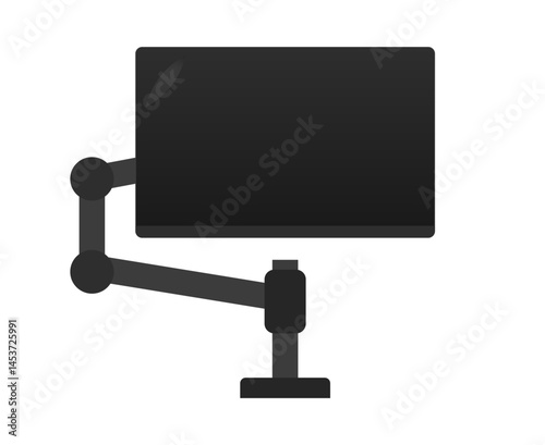 Flat design monitor arm and display icon. Vector.