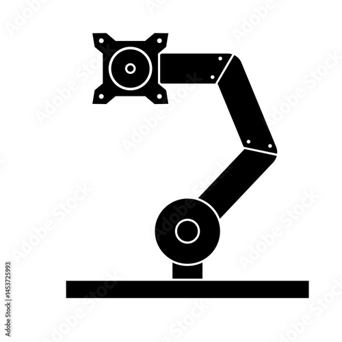 Adjustable monitor arm silhouette. Vector.