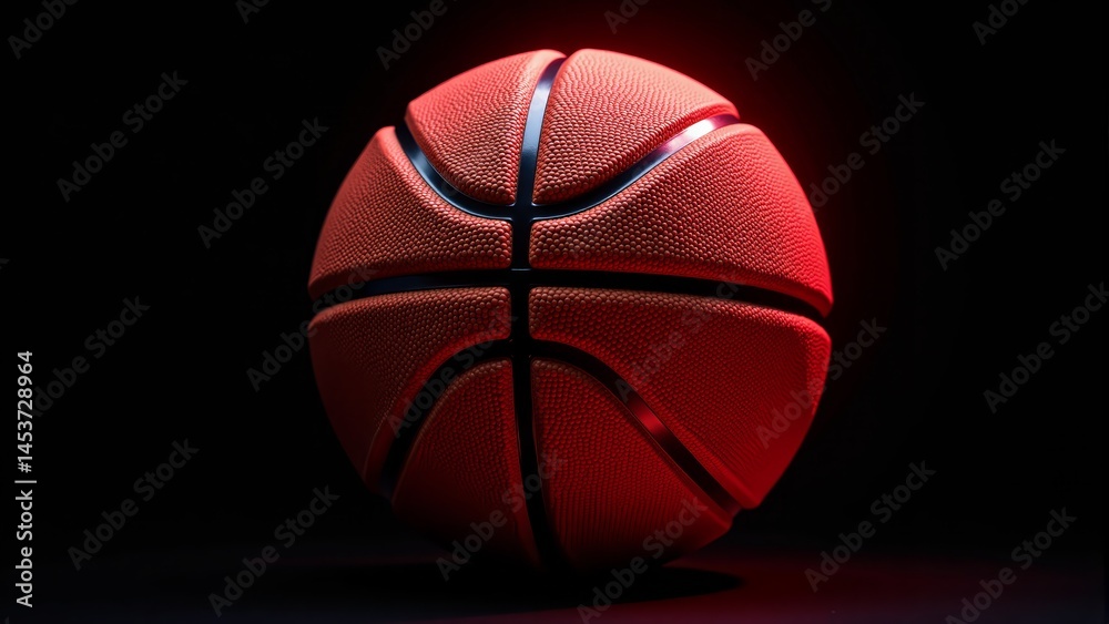 Fototapeta premium Basketball In Red Lighting On Black