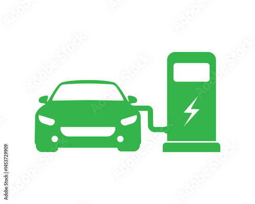 Electric car vehicle station EV vector. Electric car charge station icon. Electric car refueling icon symbol. EV car, Green hybrid vehicles charging point. Eco friendly vehicle concept.