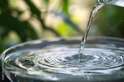Serene and Peaceful Scene of Water Being Poured into a Glass photo