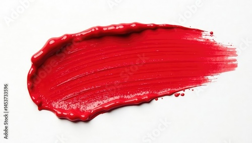 Intense red lip color swatch on white backdrop , matte, cherry, color