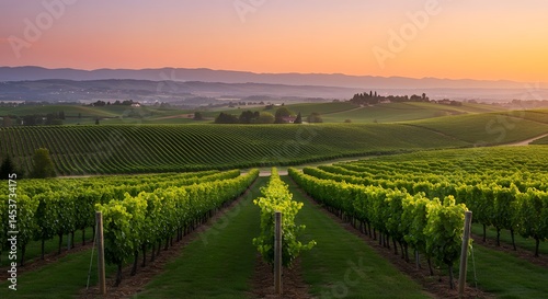 Wallpaper Mural Serene Sunset over Rolling Hills of a Vineyard in Tuscany, Italy Torontodigital.ca