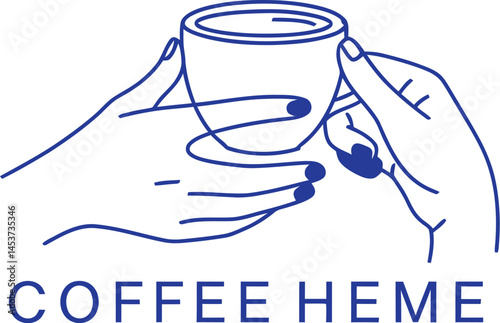 Coffee Hum Logo Design – Branding, Hand Holding Cup, Editable Stroke
