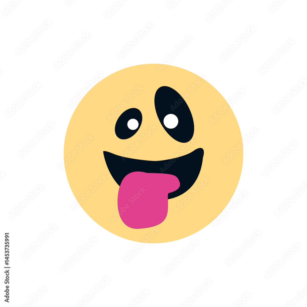 Fototapeta premium Funny face emoji vector wink tongue chat symbol sign icon illustration smile