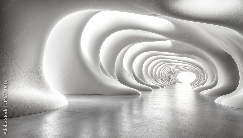 Obraz premium Abstract, illuminated tunnel design, modern architecture.