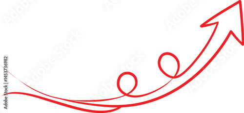 Red Curved Arrow Pointing Upwards and to the Right on the transparent background AI Generative

