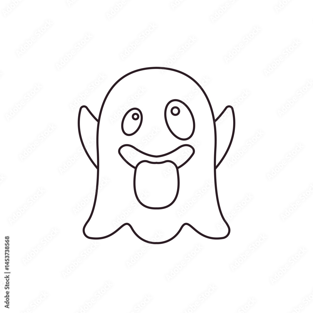 Obraz premium Funny ghost emoji vector boo spooky halloween chat symbol sign icon illustration