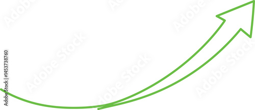 Simple Green Arrow with an Arc Aiming Upper Right on the transparent background AI Generative
