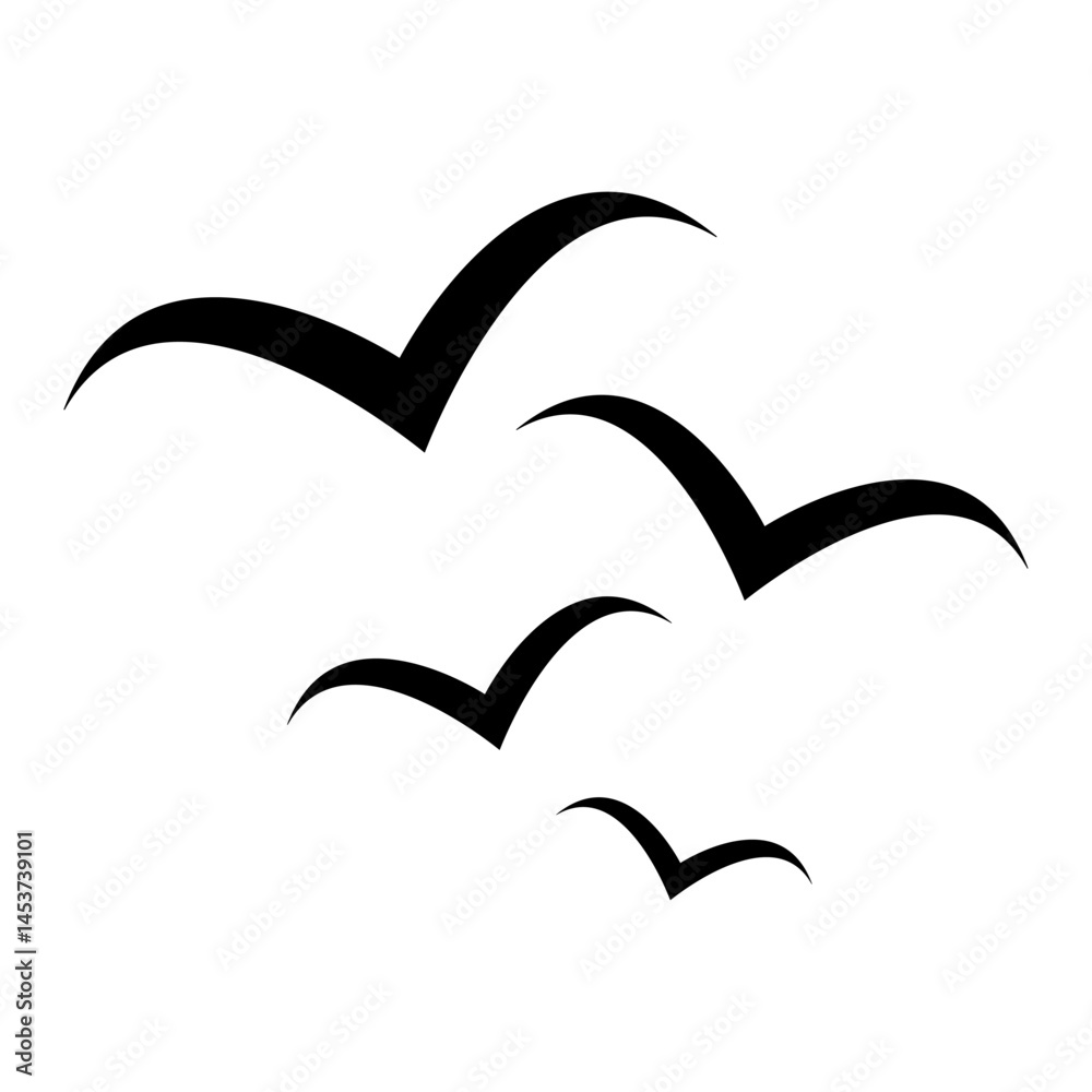Naklejka premium Set of flying bird design, nature freedom flock sign, vector illustration .