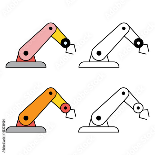 Set of Mechanical robot arm machine icon, technology hydraulic robotic hand, vector illustration .