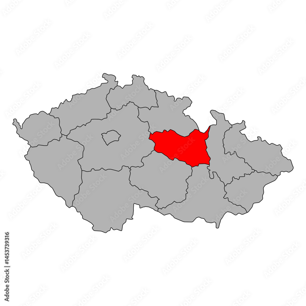 Obraz premium Pardubice Region of Czech republic map, travel web flat concept icon vector illustration .