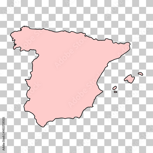 Photography Spain map symbol shape, travel web flat concept icon vector illustration