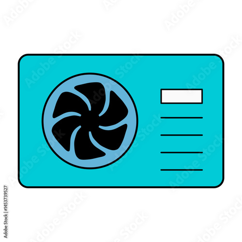 Heat pump air source icon, cooling electric system machine, cool web vector illustration .