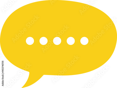 Luminous Yellow Message Bubble with White Indicators on the transparent background AI Generative
