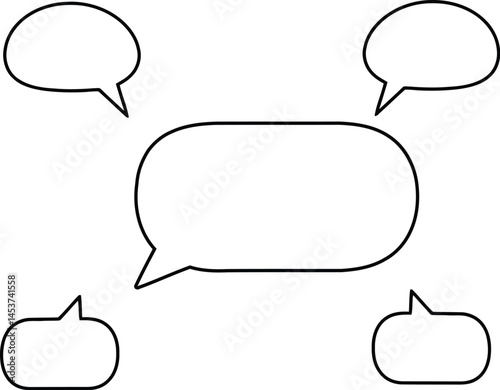 White Speech Bubbles Arranged Around a Central One on the transparent background AI Generative

