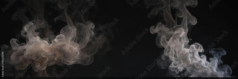 Fototapeta premium Intricate smoke patterns, deep black backdrop, soft lighting, energy, art, light