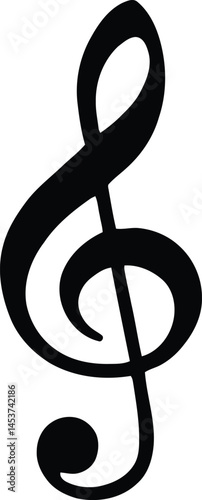 Treble clef music note symbol black vector icon on transparent background AI Generative


