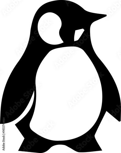 penguin animal logo silhouette dark black,vector