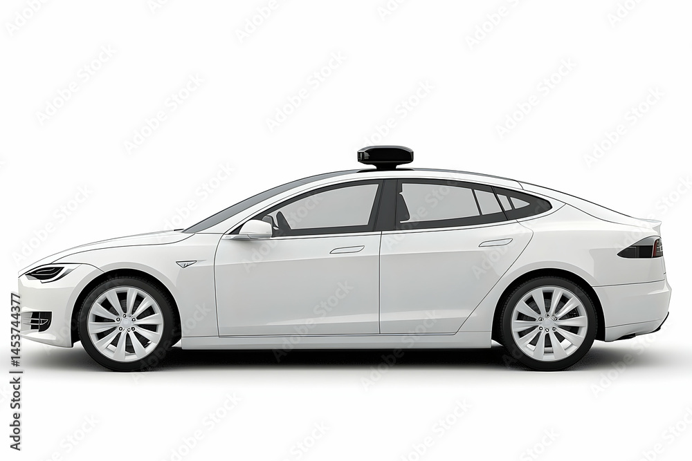 Obraz premium Modern white sedan isolated on white background sleek car design