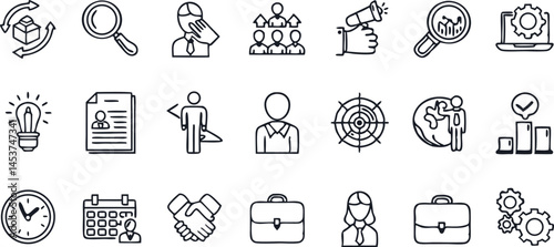 Business & Corporate Icons Set – Global, Strategy, Leadership, Analytics, Marketing