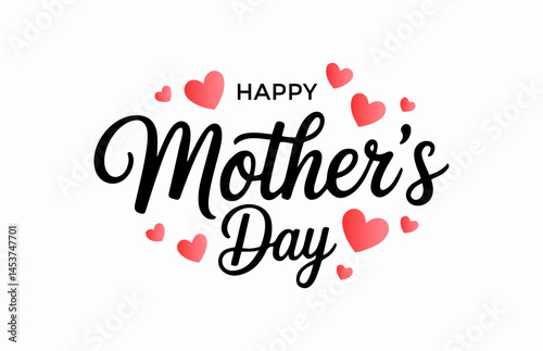 Happy Mother's Day typography Greeting Card design with Love Hearts. Festive Calligraphy Design for Mom Celebration, T shirt, label, poster and patterns vector