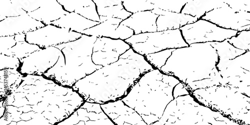  Abstract messy and distressed element for overlay.Grunge black and white crack texture background.vector
