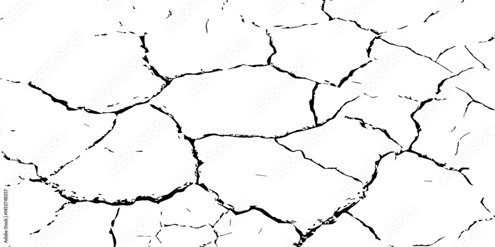 Obraz premium Abstract messy and distressed element for overlay.Grunge black and white crack texture background.vector 