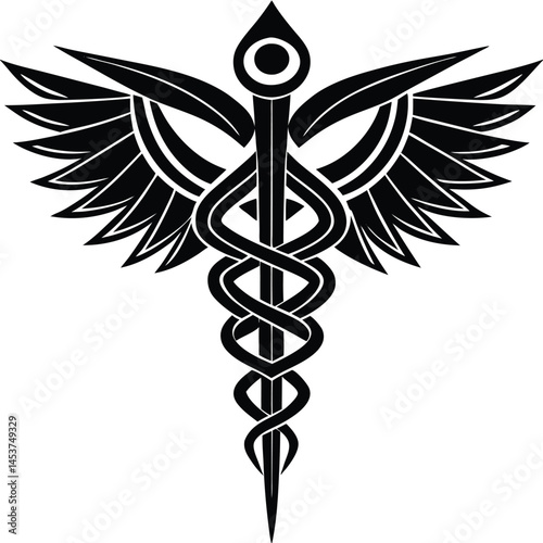 Caduceus Medical Symbol vector Silhouette illustration Abstract vector of caduceus using only shapes