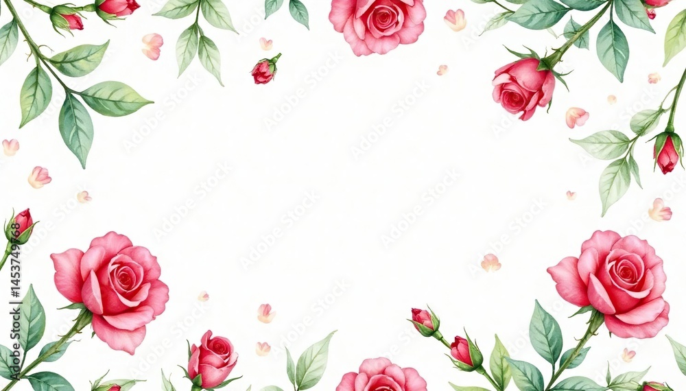 Delicate watercolor rosebuds & leaves, repeat pattern, pattern, pretty, seamless Delicate watercolor rosebuds & leaves, repeat pattern, pattern, pretty, seamless