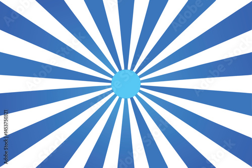 Blue and white radiant beams emanate from a central circle across the view