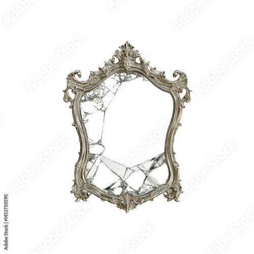 Shattered Elegance A Broken Ornate Mirror