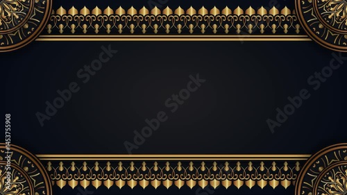 luxurious background animation with gold borders and rotating mandalas in each corner