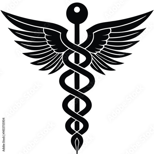 Caduceus Medical Symbol vector Silhouette illustration Medical caduceus with rainbow gradient diversity