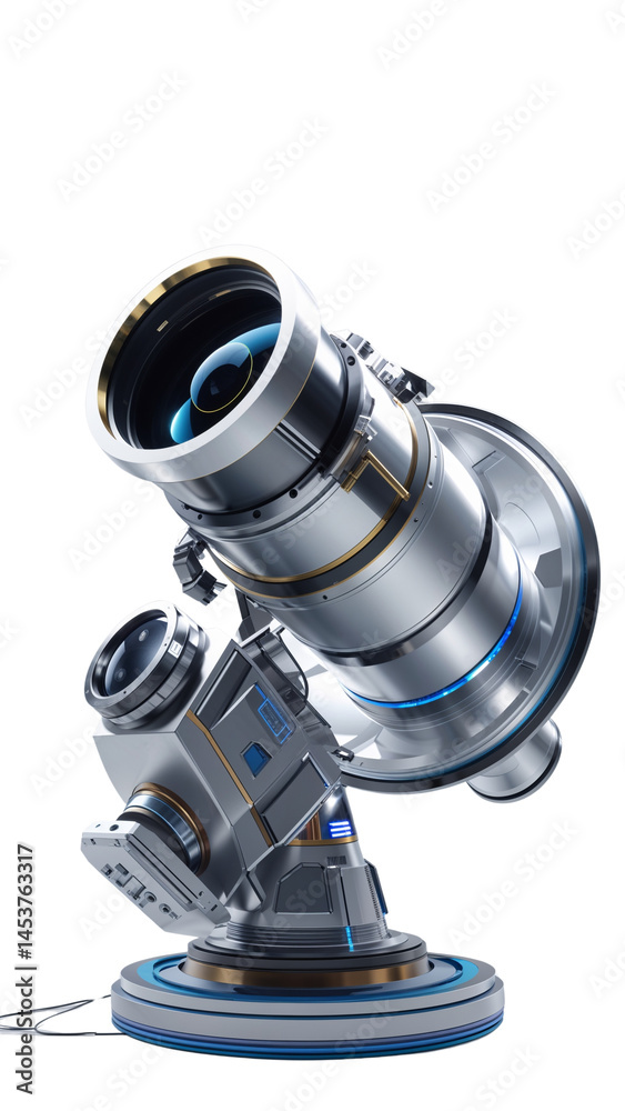 Futuristic Space Telescope with Sleek Design and Precision Lens, Isolated PNG on Transparent Background
Futuristic Space Telescope with Sleek Design and Precision Lens, Isolated PNG on Transparent Background