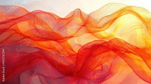 Soft, flowing fabric in fiery hues photo
