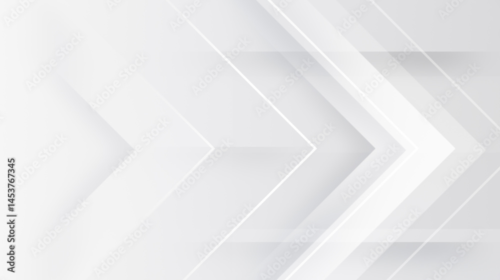 Fototapeta premium Elegant light grey white triangle arrow dynamic business office background. Stripes right pattern with halftone shadow. Digital smooth minimal geometric 3d Technology luxury design template Soft lines