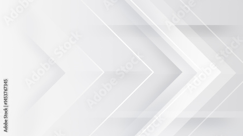 Elegant light grey white triangle arrow dynamic business office background. Stripes right pattern with halftone shadow. Digital smooth minimal geometric 3d Technology luxury design template Soft lines