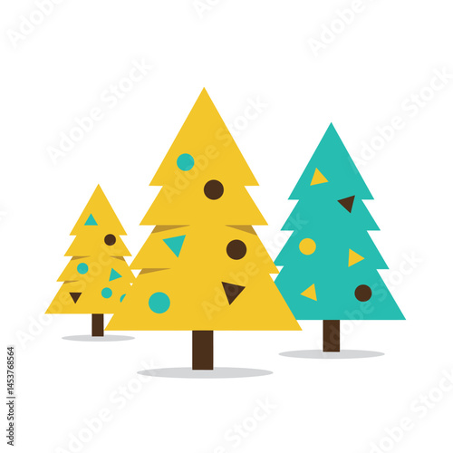 Christmas and New Year Magical green tree with so many holiday decorations isolated on white  background. Can be used easily for celebration cards or banner designs or for any other use.