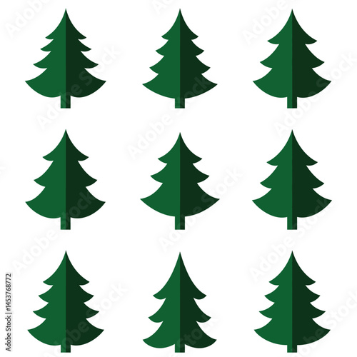 Christmas and New Year Magical green tree with so many holiday decorations isolated on white  background. Can be used easily for celebration cards or banner designs or for any other use.