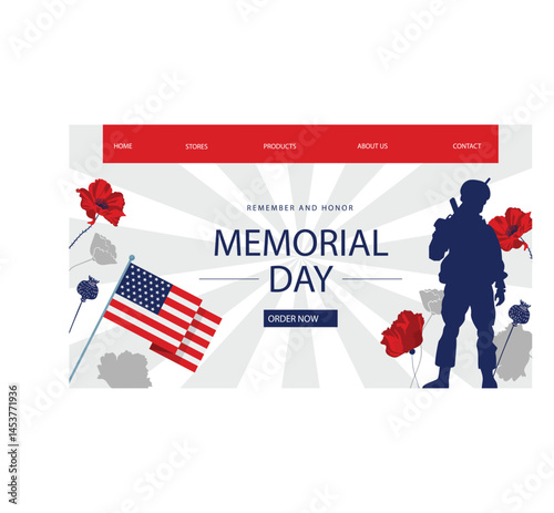 Memorial Day poster. Remember and honor. Vector illustration