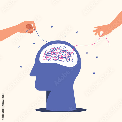 Human head with brain, Concept of mental health. Psychotherapy concept.